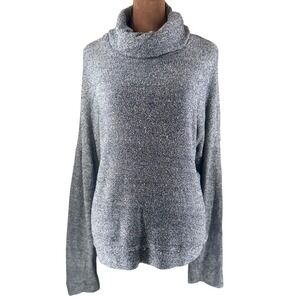 Madewell Cowl Neck Sweater Women XL Gray Blue Cotton Silk‎ Blend EUC Textured